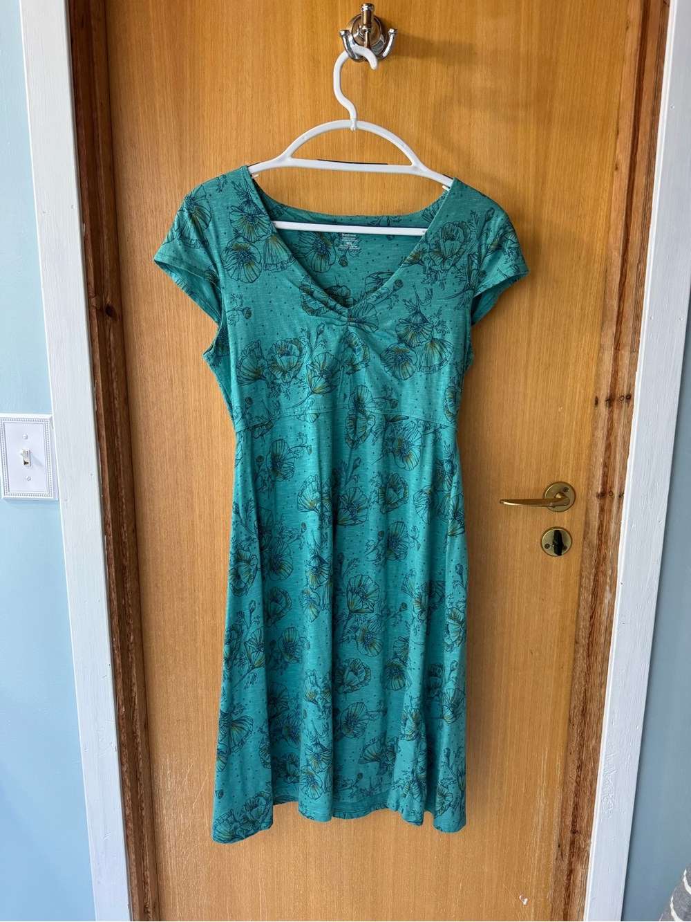 Toad&Co Teal Floral V-Neck Dress